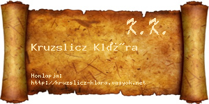 Kruzslicz Klára névjegykártya